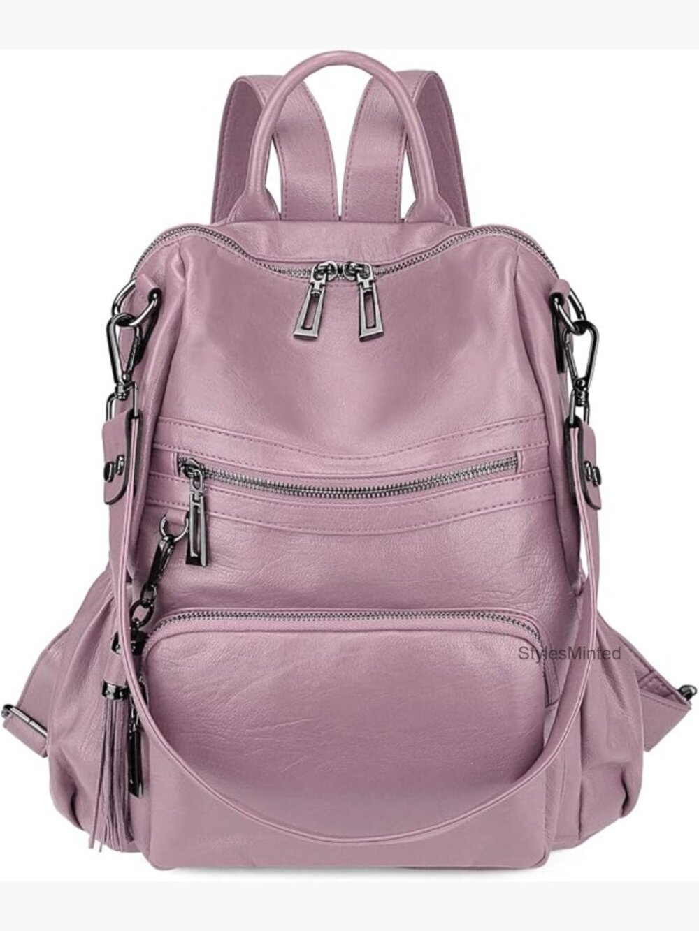 Convertible Tassel Vegan Leather Backpack Handbag Purse Travel